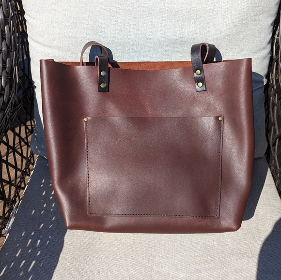 Portland Leather Handbags - Large classic AP Tote in cognac from PLG